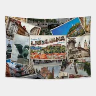 Greetings from Ljubljana in Slovenia Vintage style retro souvenir Tapestry