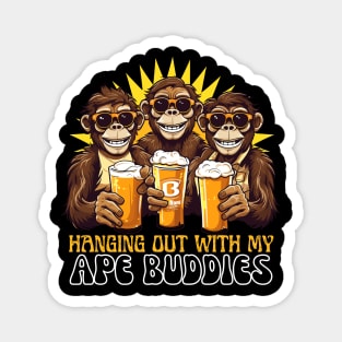 Hanging Out with my Ape Buddies Funny Design Magnet