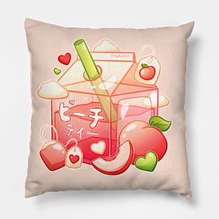 Aesthetic Sweet Peach Tea Carton Pillow