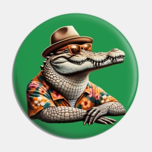 Beachside Basking: Croc's Vacation Pin