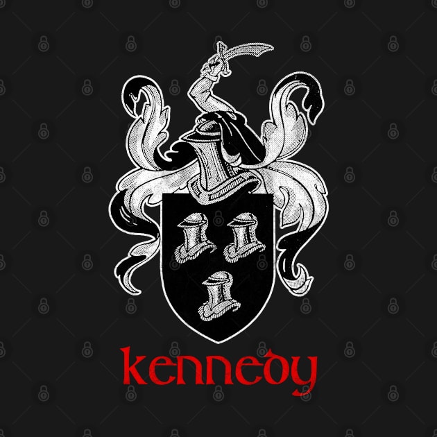 Kennedy Surname  / Faded Style Family Crest Coat Of Arms Design by feck!