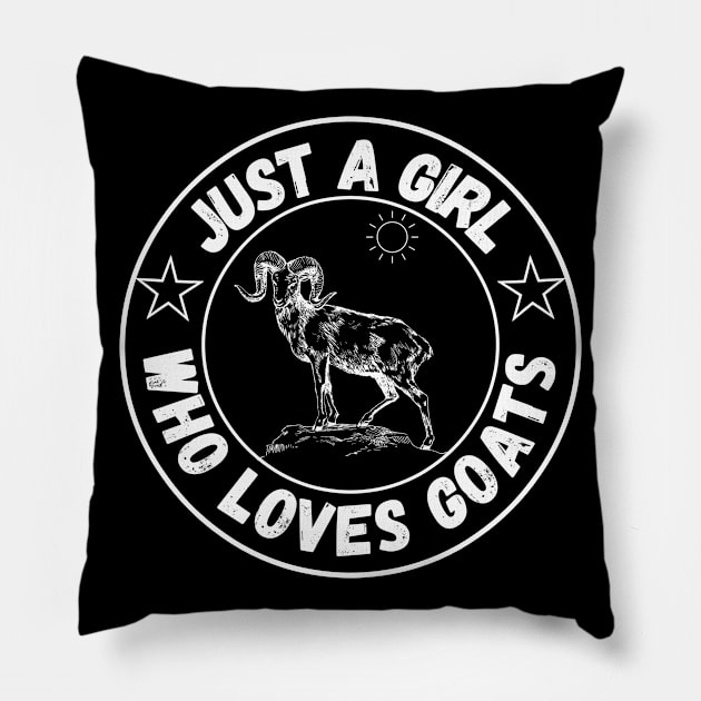 Just A Girl Who Loves Goats, Cute Colorful Goat Pillow by JustBeSatisfied