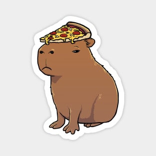 Capybara with a Supreme pizza on its head Magnet