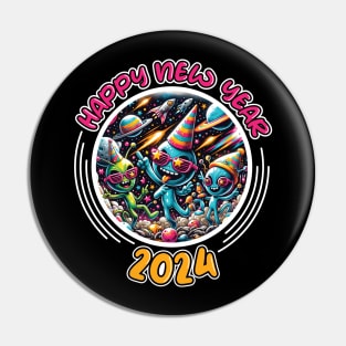 Celebrate New Year 2024 Aliens Squad Pin