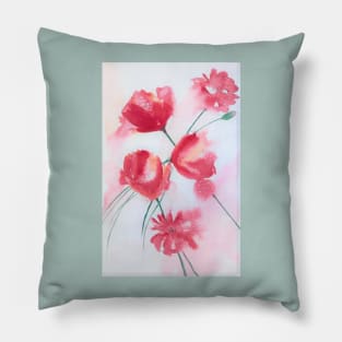 Five Red Flowers Pillow