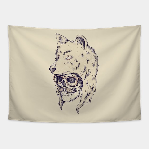 Wolf Hat Tapestry by mikekoubou