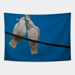 Salt Crested Cockatoo Pair Tapestry