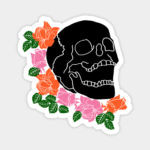 Roses and Skull Magnet by kapotka