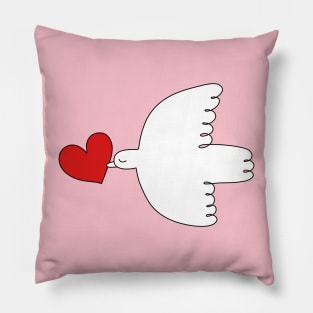 The Dove of Love - line drawn bird with a heart by Cecca Designs for Valentines Pillow