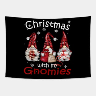 Gnome Family Christmas  Buffalo Plaid Tapestry