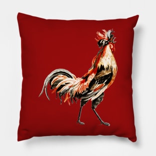 Painted Rooster Saying Good Morning Pillow