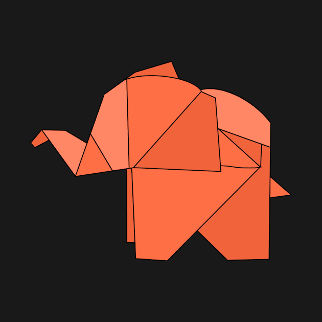 Orange origami elephant by CalliesArt