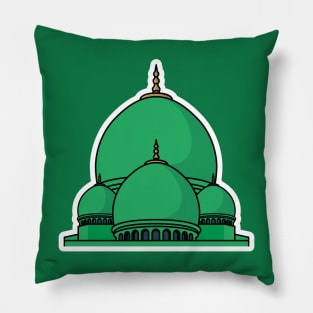 Traditional White Elegant Islamic Mosque Building Sticker vector illustration. Muslim building icon concept. Muslim mosque sticker vector design with shadow. Pillow