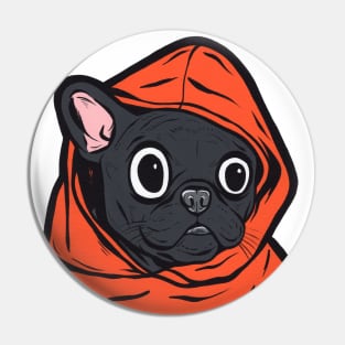 Black French Bulldog Hoodie Pin