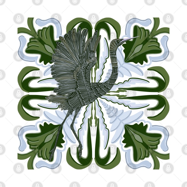 An Elegant Egret Bird - Green by Suneldesigns