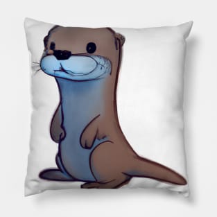 Cute Otter Drawing Pillow