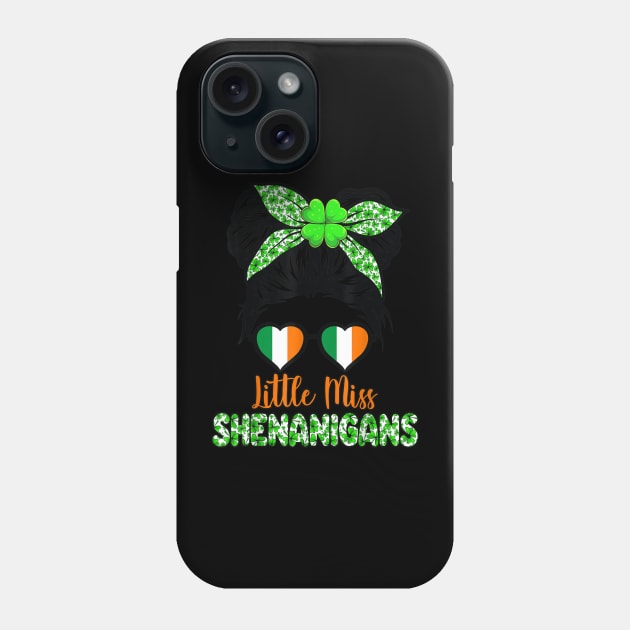 Messy Bun Little Miss Shenanigans Happy Saint Patrick's Day Phone Case by Mhoon 