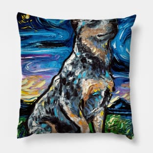 Blue Heeler Night with border Pillow