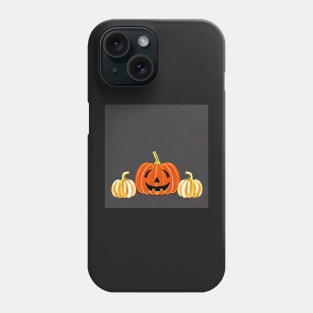 Two Pumpkins and Jack-O-Lantern Halloween Watercolor Illustration Phone Case