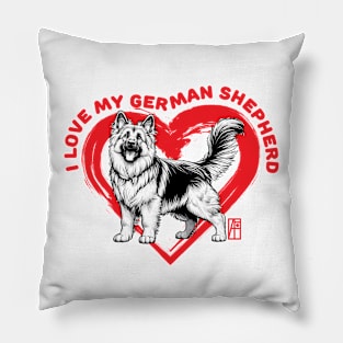 I Love My German Shepherd - I Love my dog - Protective dog Pillow