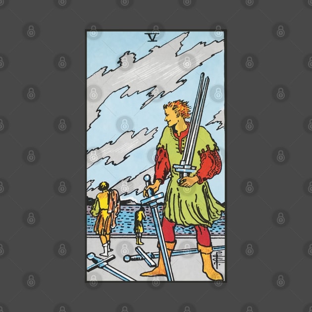 Five of swords tarot card by Nate's World of Tees