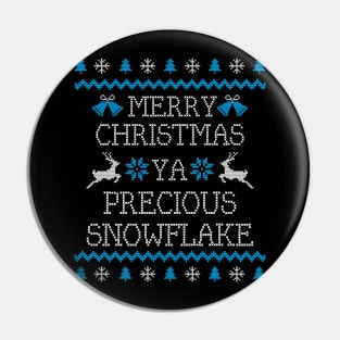 Ugly Christmas Sweater Precious Snowflake Political Joke Pin