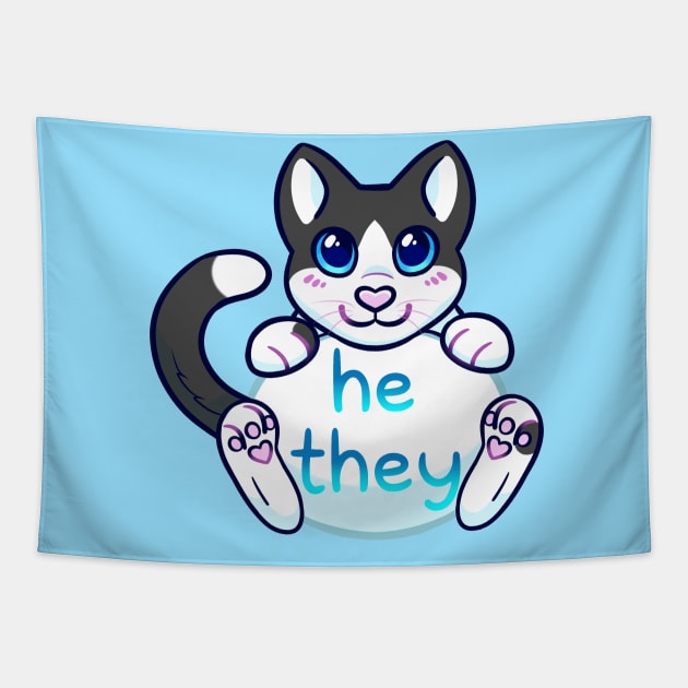 Kitty Pronouns - He/They Tapestry by leashonlife