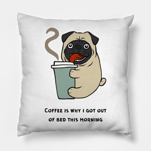 Funny Bulldog Dog Drinking Coffee Pillow