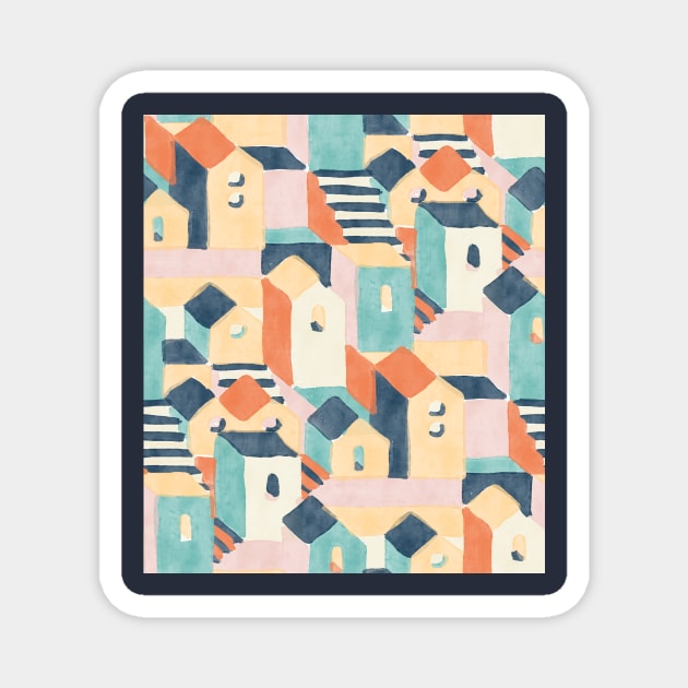 Matisse Sunset Houses Magnet by Carolina Díaz