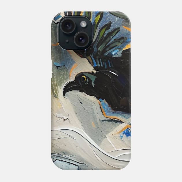 Black raven painting Phone Case by rolffimages