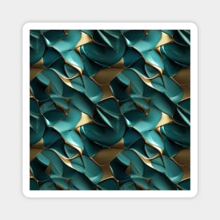 Funky Facade: Trompe-l’oeil Green Turquoise and Gold Magnet