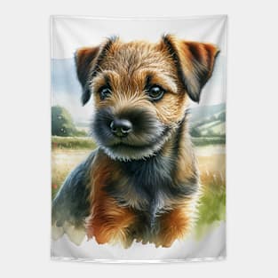 Watercolor Border Terrier Puppies - Cute Puppy Tapestry