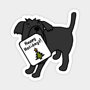 Cute Christmas Dog says Happy Holidays Magnet