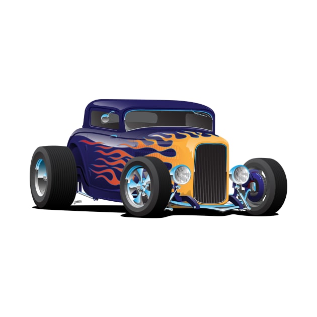 Vintage Hot Rod Car with Classic Flames by hobrath