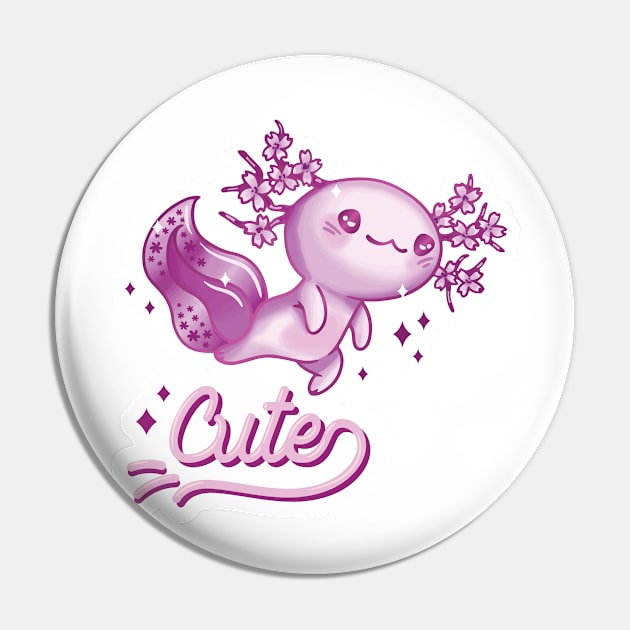 Cute Pink Kawaii Axolotl Pin by G33KT33S