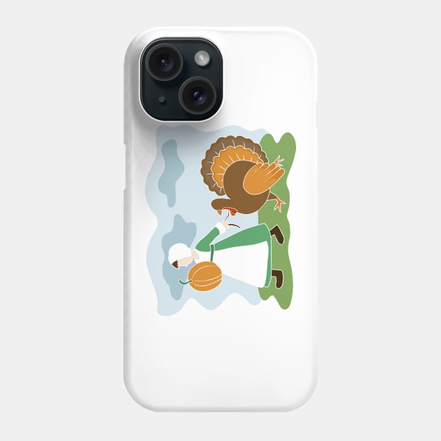 Thanksgiving Pilgrim and Turkey Phone Case by valentinahramov