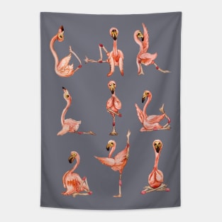 Flamingo Yoga Watercolor Tapestry