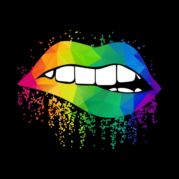 Lips Artsy Rainbow Lips Teeth Biting Bottom Lip by StacysCellar