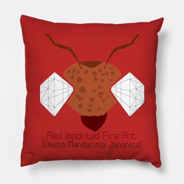 "Bug Eyes" - Red Imported Fire Ant Pillow by LEclectiqueNoir