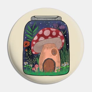 Tiny mushroom house in a terrarium jar Pin