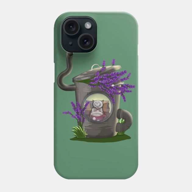 Cozy cat house. Cute cat with cup tea by the window Phone Case by KateQR