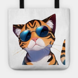 Meme Cat Serious With Sunglasses Tote