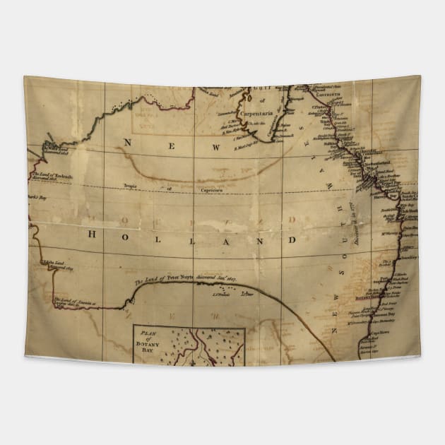 Vintage Map of Australia (1700s) Tapestry by Bravuramedia