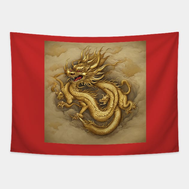 gold dragon Tapestry by poupoune