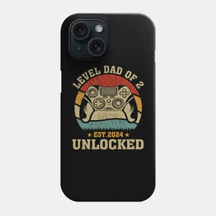 Vintage Level Dad Of 2 Unlock Est 2024 Phone Case