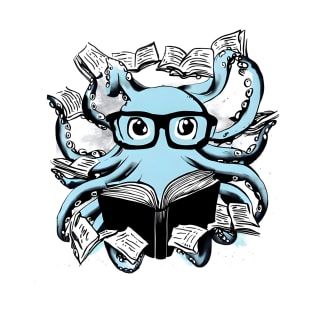 Octopus and reading knowledge with japanese ink T-Shirt