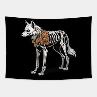 Wolf Skeleton Illustration Tapestry