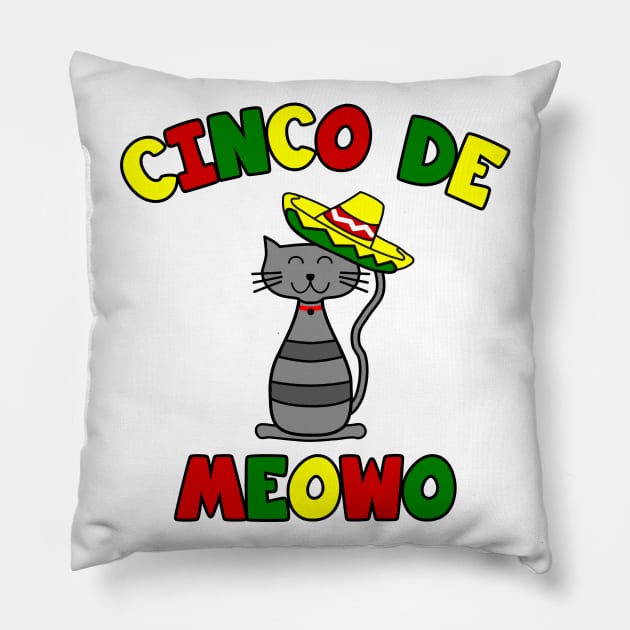 Cinco De Meowo Pillow by LunaMay