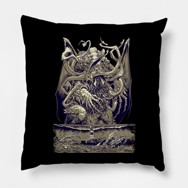 CTHULHU INVADES NY Pillow by ZornowMustBeDestroyed