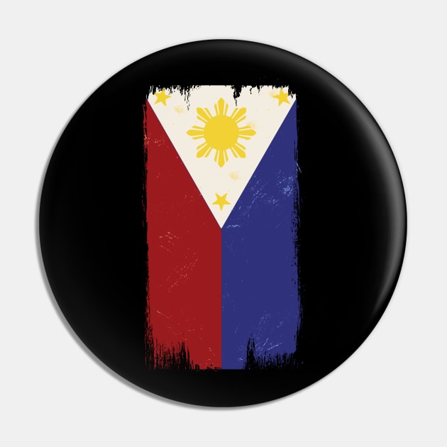 Philippines Flag Grunge Style Pin by SunburstGeo